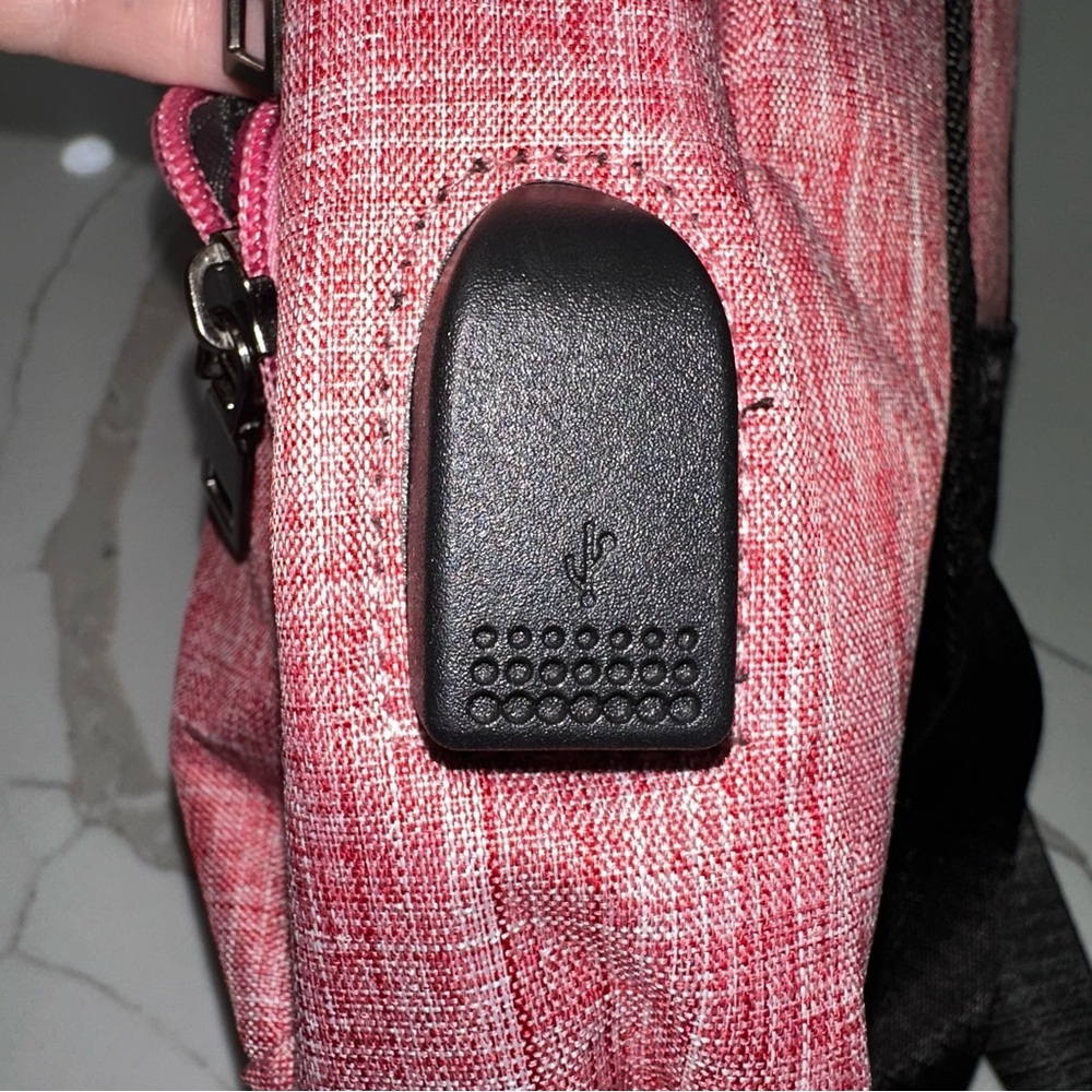NuPouch Anti-Theft Sling Bag with USB Charging Port - Heather Rose - Picture 9 of 14